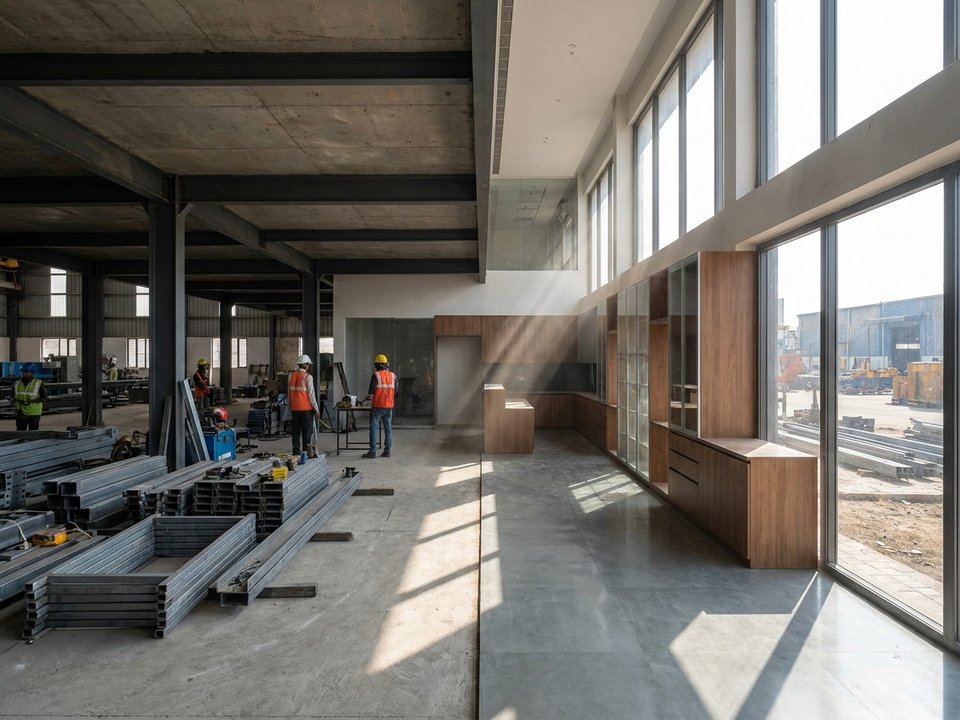 Commercial interior project showing coordinated manufacturing and site installation under one project team
